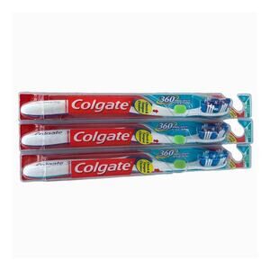 Colgate 360 Toothbrushes Soft Three Blue Purple Clean Cheek Tough Cleaner Whole